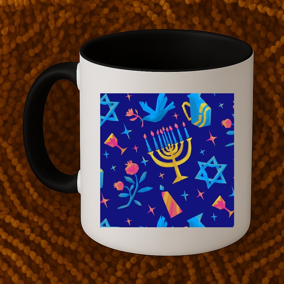 Hanukkah Elements Pattern Mug