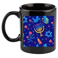 Hanukkah Elements Pattern 11oz C Handle Ceramic Mug