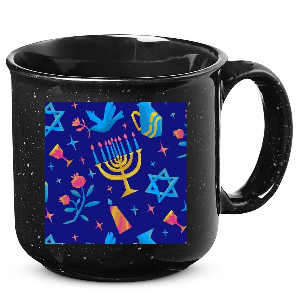 Hanukkah Elements Pattern 15oz Campfire Ceramic Mug