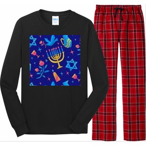 Hanukkah Elements Pattern Long Sleeve Pajama Set