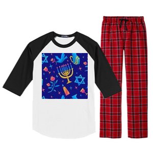 Hanukkah Elements Pattern Raglan Sleeve Pajama Set