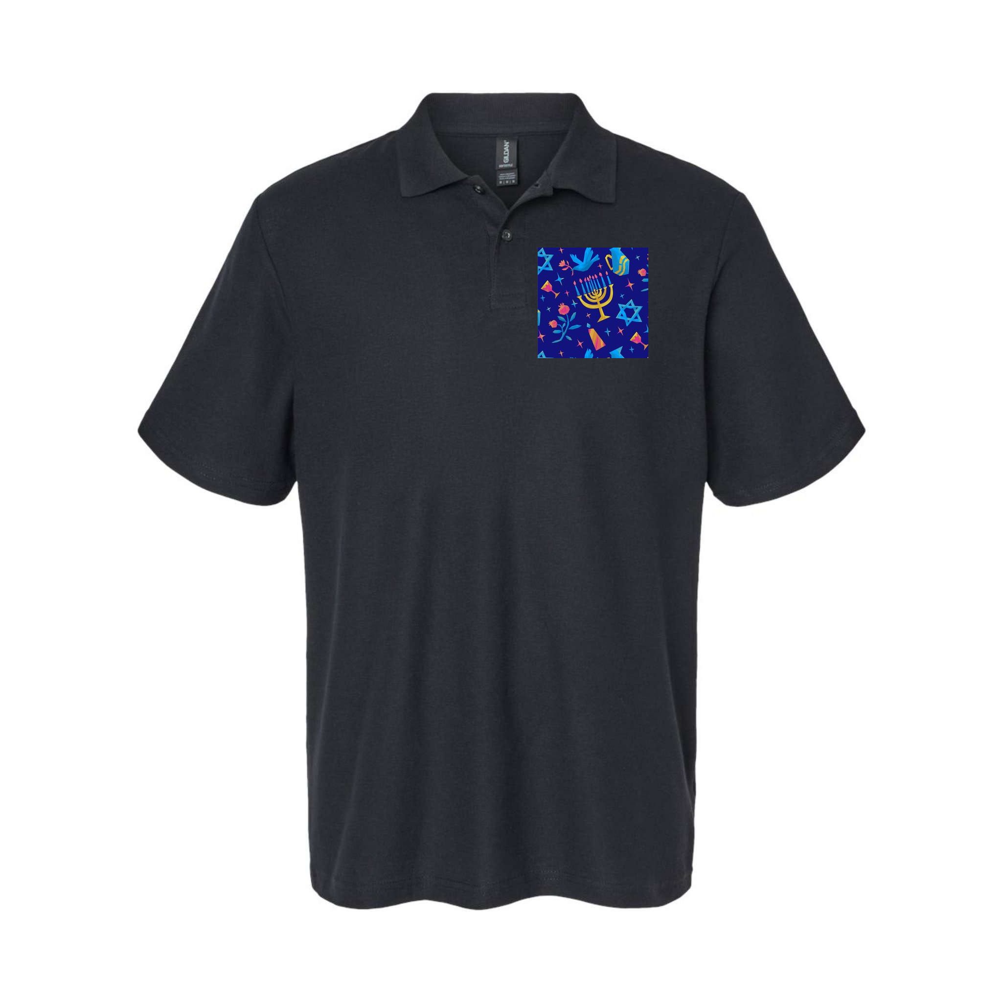 Hanukkah Elements Pattern Polo