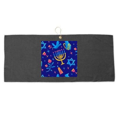 Hanukkah Elements Pattern Large Microfiber Waffle Golf Towel