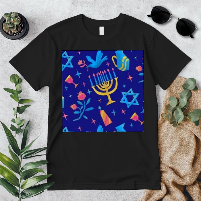 Hanukkah Elements Pattern Premium T-Shirt