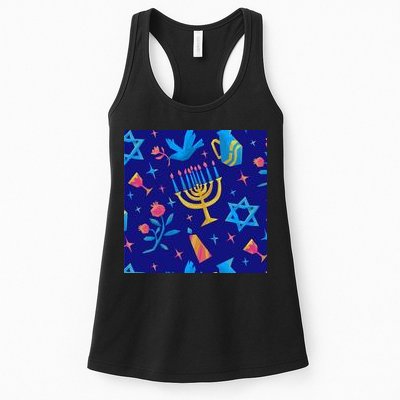Hanukkah Elements Pattern Womens Tank Top