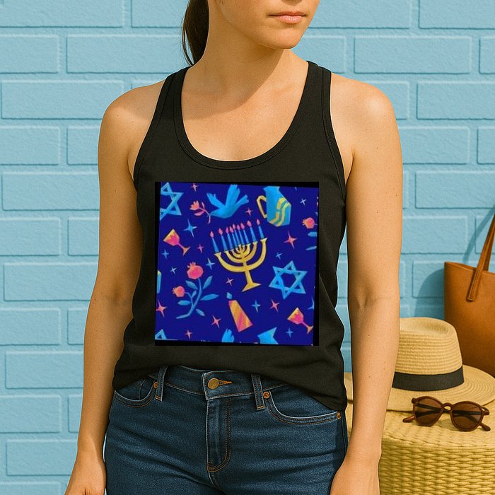 Hanukkah Elements Pattern Womens Tank Top