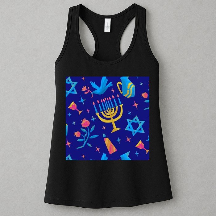 Hanukkah Elements Pattern Womens Tank Top