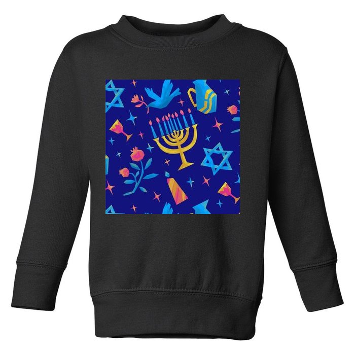 Hanukkah Elements Pattern Toddler Sweatshirt