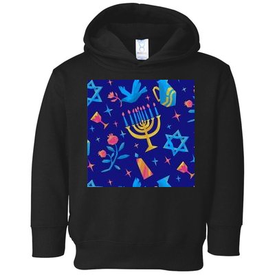 Hanukkah Elements Pattern Toddler Hoodie