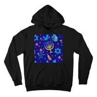 Hanukkah Elements Pattern Tall Hoodie