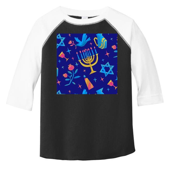 Hanukkah Elements Pattern Toddler Fine Jersey T-Shirt