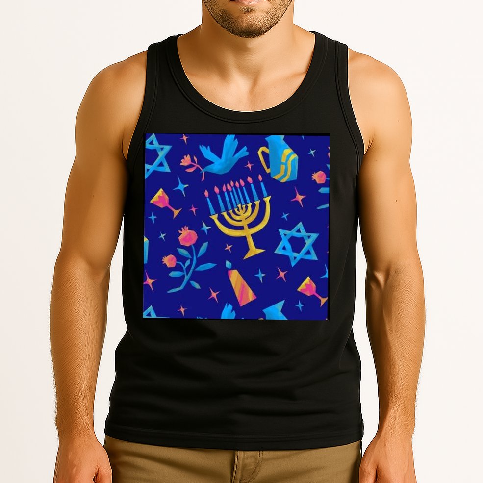 Hanukkah Elements Pattern Tank Top