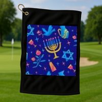 Hanukkah Elements Pattern Golf Towel