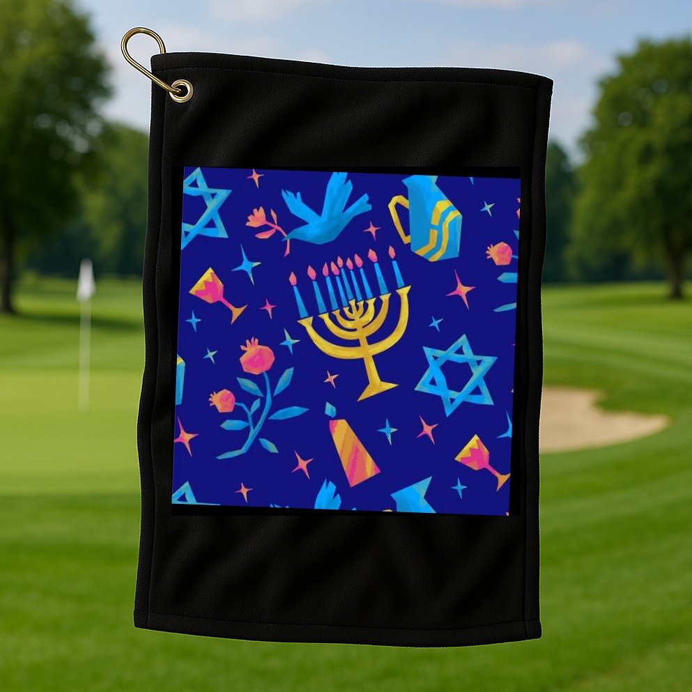 Hanukkah Elements Pattern Golf Towel