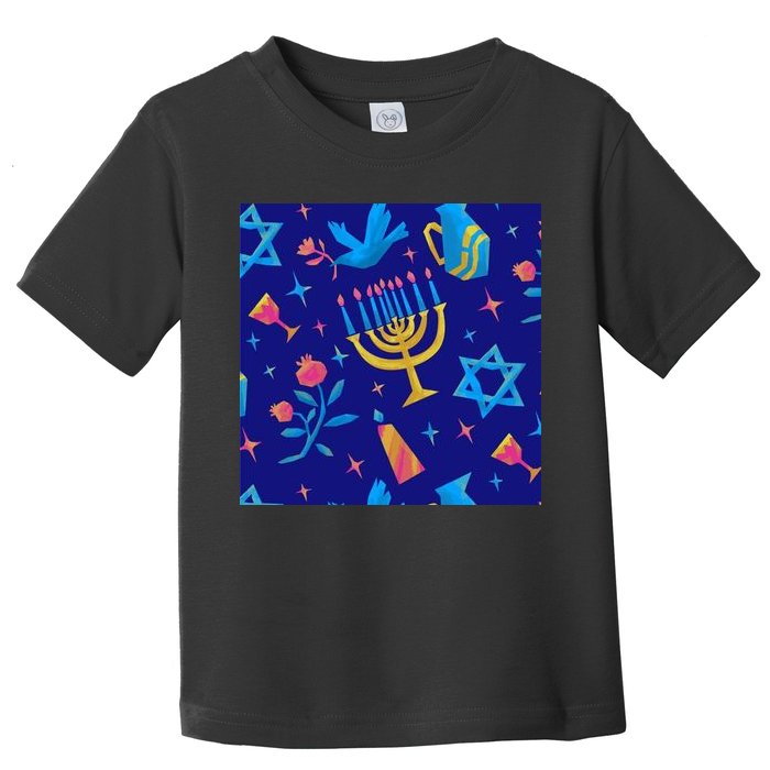 Hanukkah Elements Pattern Toddler T-Shirt