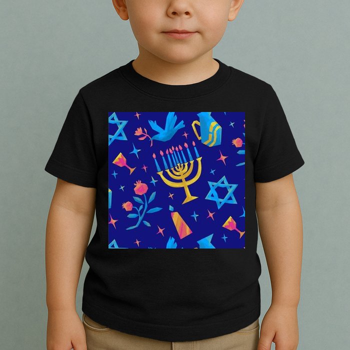 Hanukkah Elements Pattern Toddler T-Shirt