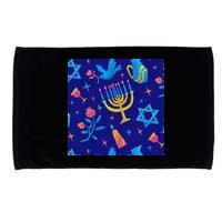 Hanukkah Elements Pattern Microfiber Hand Towel