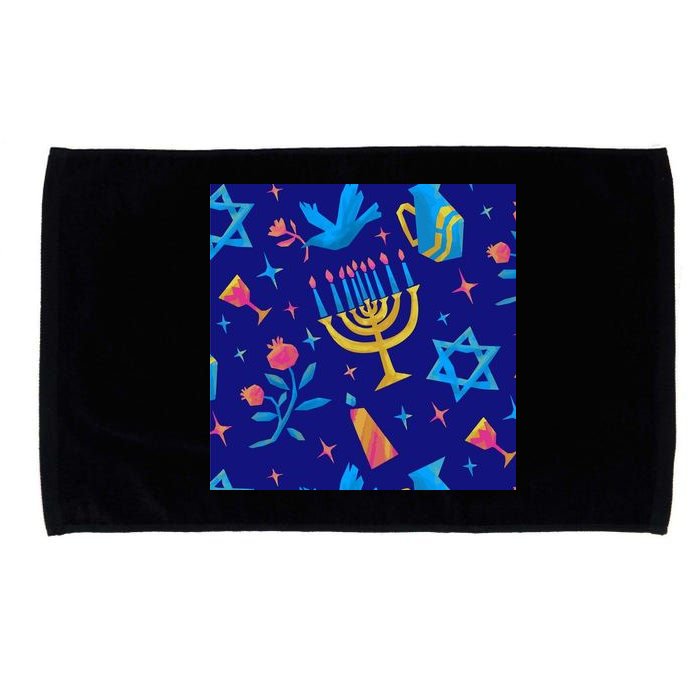 Hanukkah Elements Pattern Microfiber Hand Towel