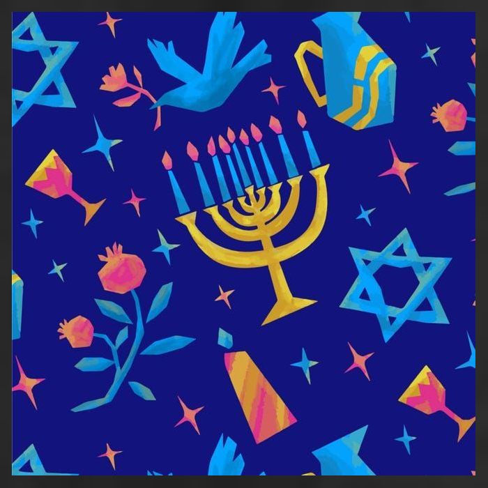 Hanukkah Elements Pattern Microfiber Hand Towel