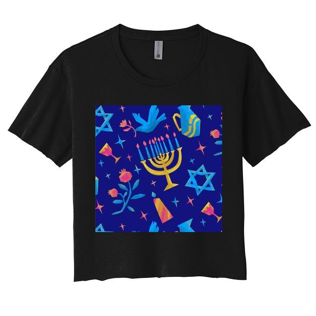 Hanukkah Elements Pattern Crop Top