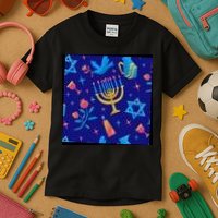Hanukkah Elements Pattern Kids T-Shirt