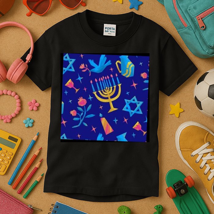 Hanukkah Elements Pattern Kids T-Shirt