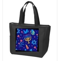Hanukkah Elements Pattern Zip Tote Bag