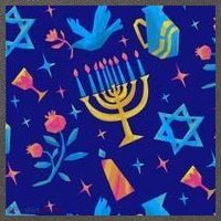 Hanukkah Elements Pattern Cotton Canvas Backpack