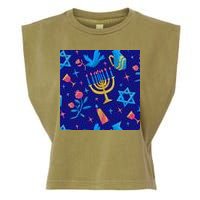 Hanukkah Elements Pattern Garment-Dyed Women's Muscle Tee