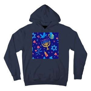 Hanukkah Elements Pattern Hoodie