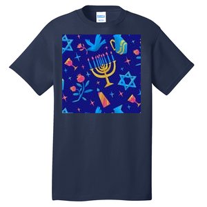 Hanukkah Elements Pattern Tall T-Shirt