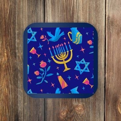 Hanukkah Elements Pattern Coaster