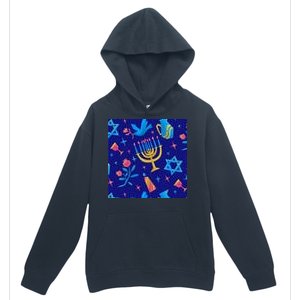 Hanukkah Elements Pattern Urban Pullover Hoodie