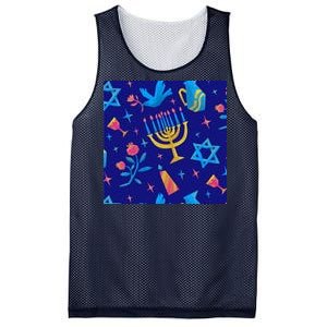 Hanukkah Elements Pattern Mesh Reversible Basketball Jersey Tank