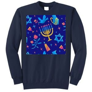 Hanukkah Elements Pattern Tall Sweatshirt