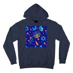 Hanukkah Elements Pattern Tall Hoodie