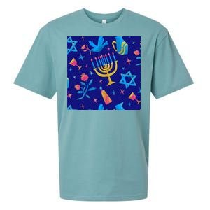 Hanukkah Elements Pattern Sueded Cloud Jersey T-Shirt