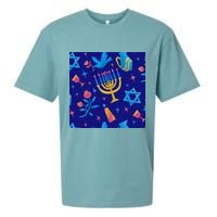 Hanukkah Elements Pattern Sueded Cloud Jersey T-Shirt