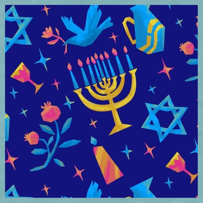 Hanukkah Elements Pattern Sueded Cloud Jersey T-Shirt