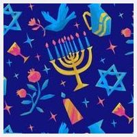 Hanukkah Elements Pattern Garment-Dyed Sweatshirt