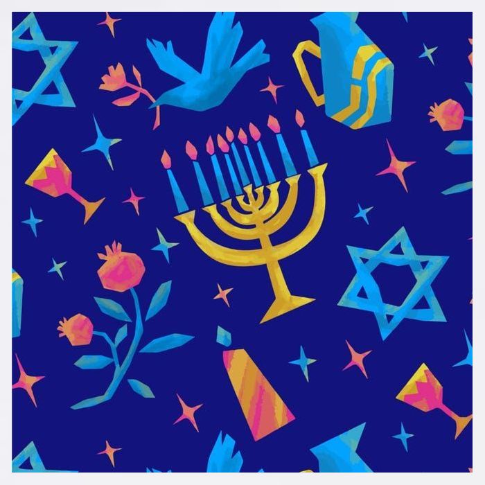 Hanukkah Elements Pattern Garment-Dyed Sweatshirt