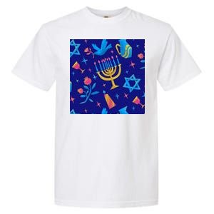 Hanukkah Elements Pattern Garment-Dyed Heavyweight T-Shirt