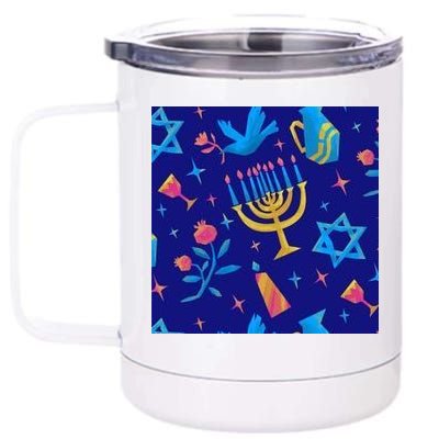 Hanukkah Elements Pattern 12 oz Stainless Steel Tumbler Cup