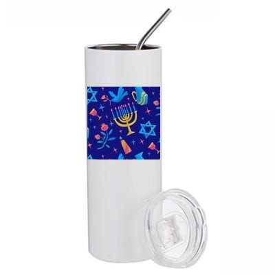 Hanukkah Elements Pattern Stainless Steel Tumbler