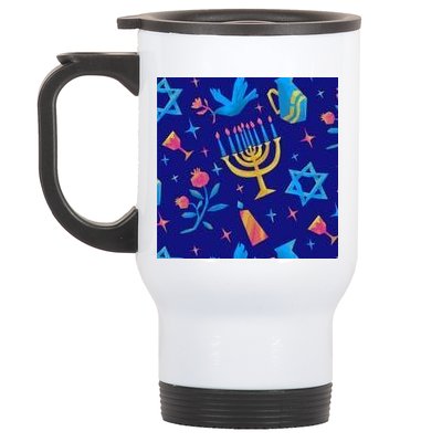 Hanukkah Elements Pattern Stainless Steel Travel Mug