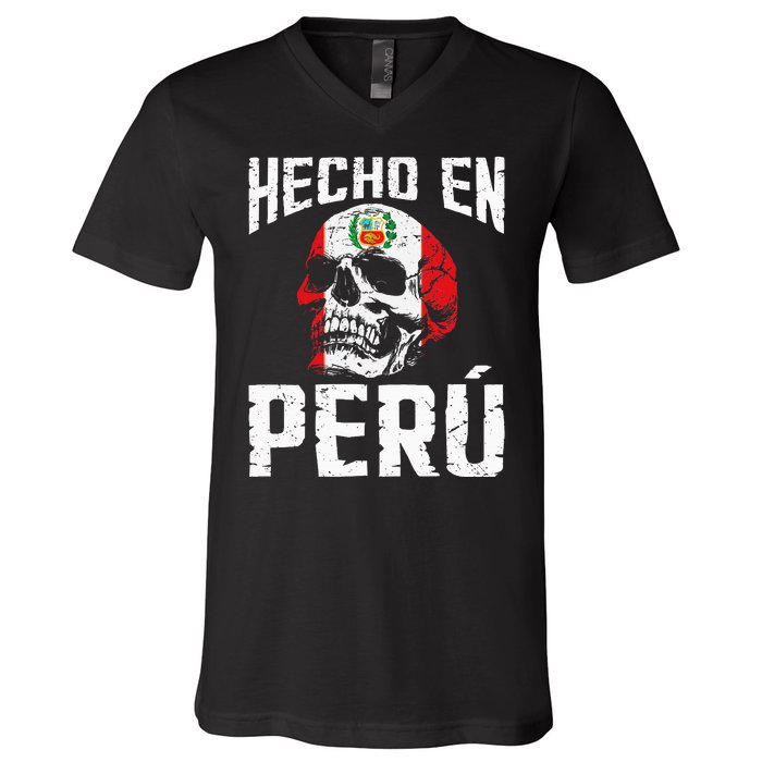 Hecho En Perú Peruvian Heritage Peruvian Flag Peru V-Neck T-Shirt