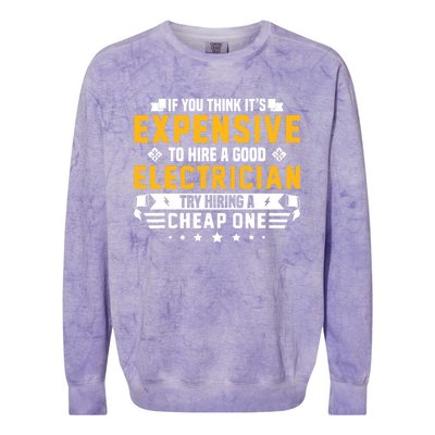 Humorous Electrician Pun Funny Electrician Technician Colorblast Crewneck Sweatshirt