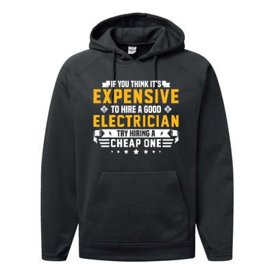 Humorous Electrician Pun Funny Electrician Technician Performance Fleece Hoodie