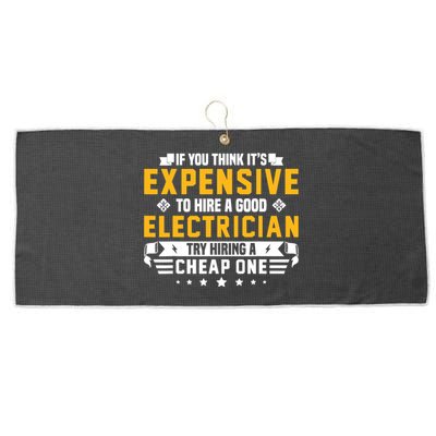 Humorous Electrician Pun Funny Electrician Technician Large Microfiber Waffle Golf Towel