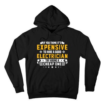 Humorous Electrician Pun Funny Electrician Technician Tall Hoodie